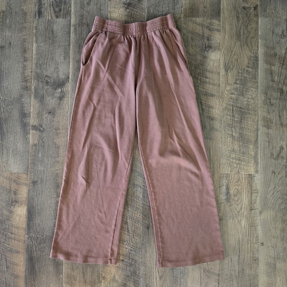 Zara Wide Leg Lounge Pants Women S Dusty Rose Pink Pull On Elastic Waist Casual